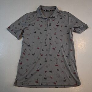 Travis Mathew Medium Gray All Over Beer 4th of July Liberty Golf Mens Polo Shirt